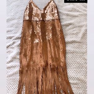 rose gold sequin dress frills on bottom
